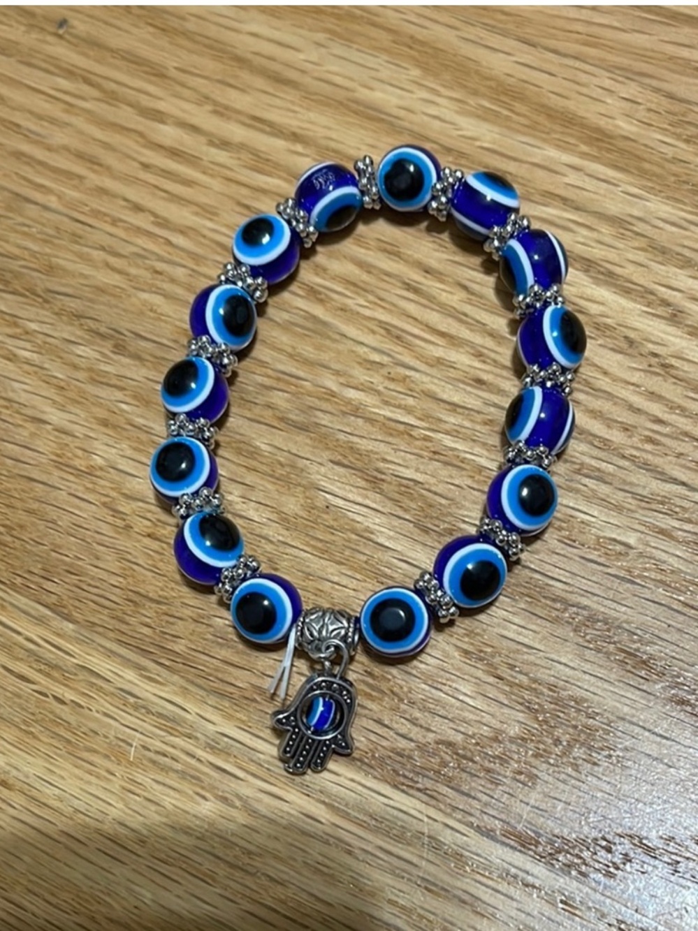 Blue and Black Beaded Evil Eye Bracelet
